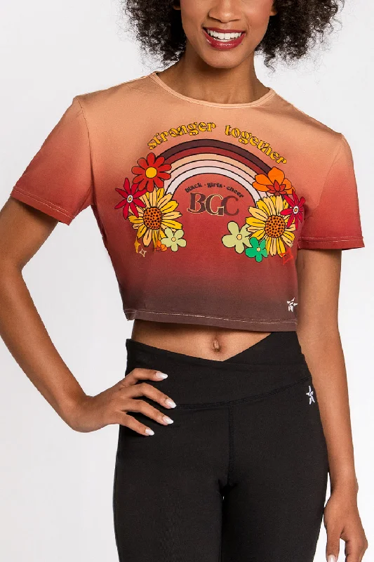 Fantastic Deals Black Girls Cheer Cropped Tee in Mocha