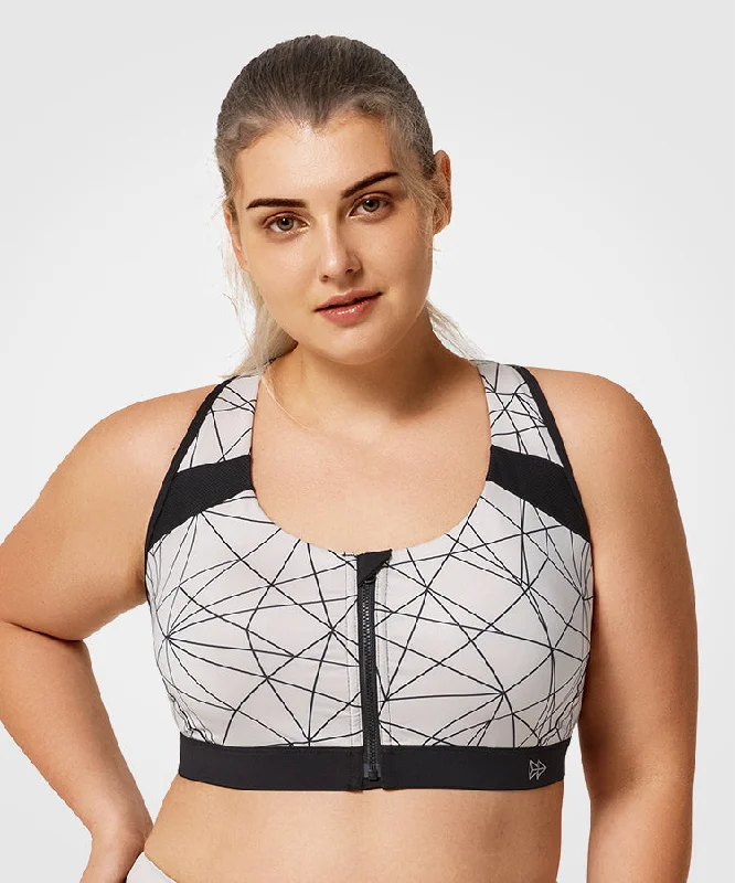 Enfold Zip Front Padded Running Bra | Women's High Support Sports Bra (Plus Size)