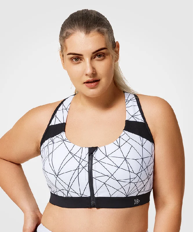 Enfold Zip Front Padded Running Bra | Women's High Support Sports Bra (Plus Size)