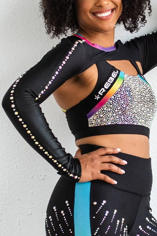 Can't Be Beat Long Sleeve Shrug in Rainbow Crystal