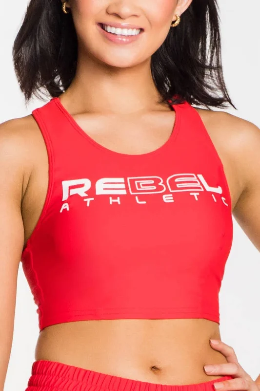 Longline Racerback Sports Bra in Red