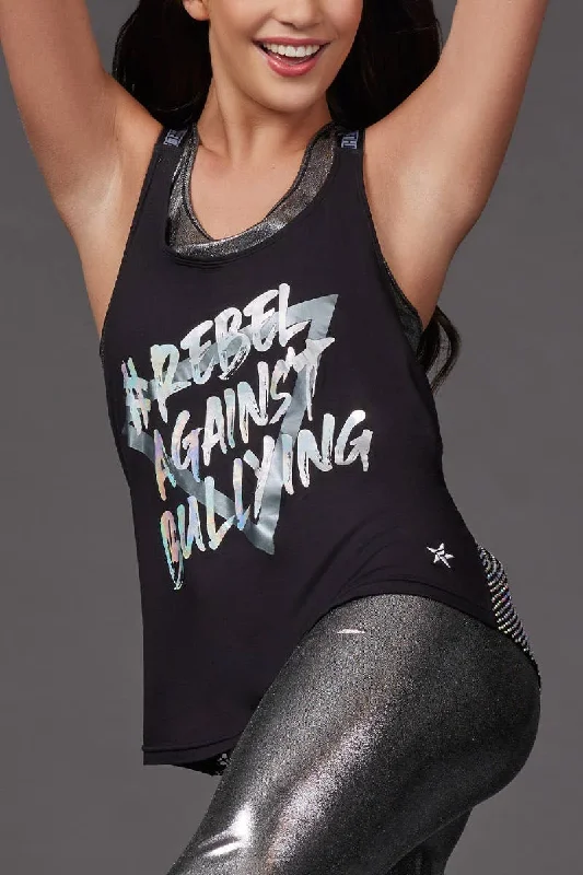 Deal of the Day Mesh Crystal Couture Rebel Against Bullying Sports Strap Tank - Special Order