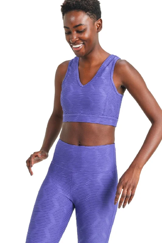 Discount Days Mono B GEO Textured V Neck  Bra Top AT8060