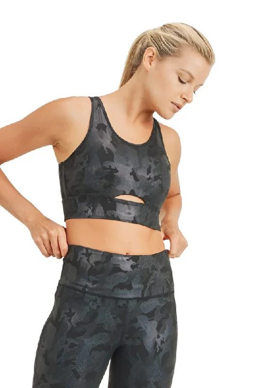 Get It Before It’s Gone Mono B Metallic Camo Bra Top AT3038 and Plus