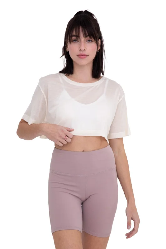 Mono B Semi Sheer Flow Cropped Top KT-A0695