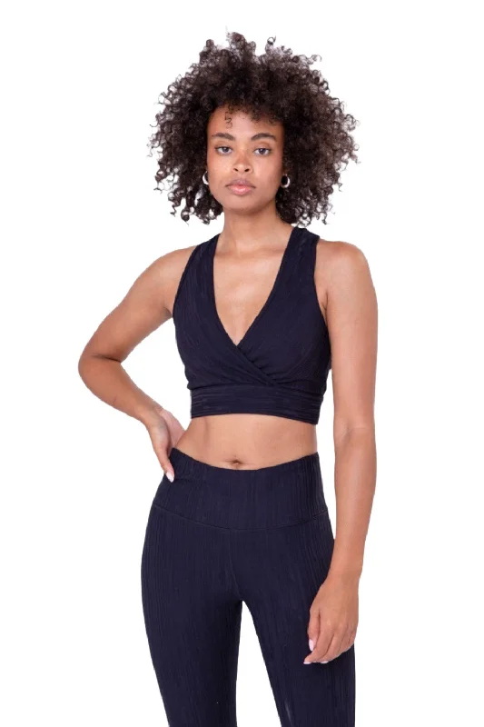 Blowout Sale Mono B Textured Lines Jacquard TACTEL® Sports Bra AT8089