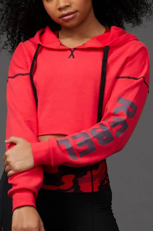 Don't Wait Open Back Cropped Hoodie in Red Hot