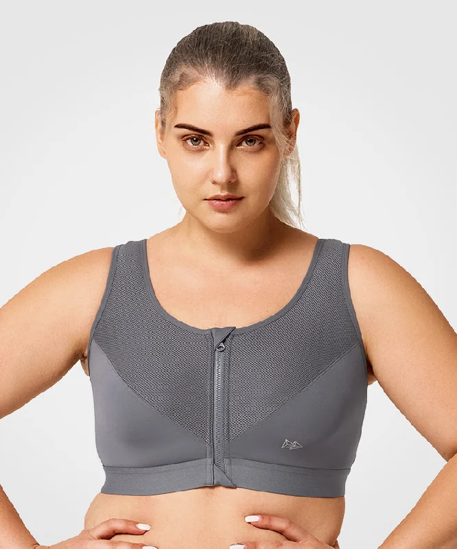 Power Classic Zip Running Bra | Women's High Support Sports Bra (Plus Size)