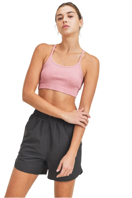 Year-End Sale Mono B Rib Seamless Mineral-Washed Sports Bra AT3016