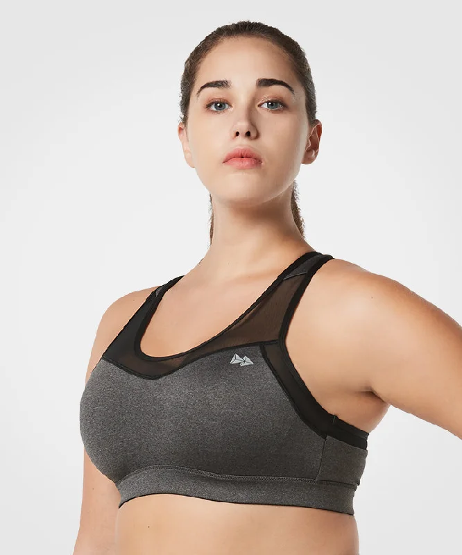 Shift Racerback Mesh Padded Running Bra | Women's High Support Sports Bra (Plus Size)