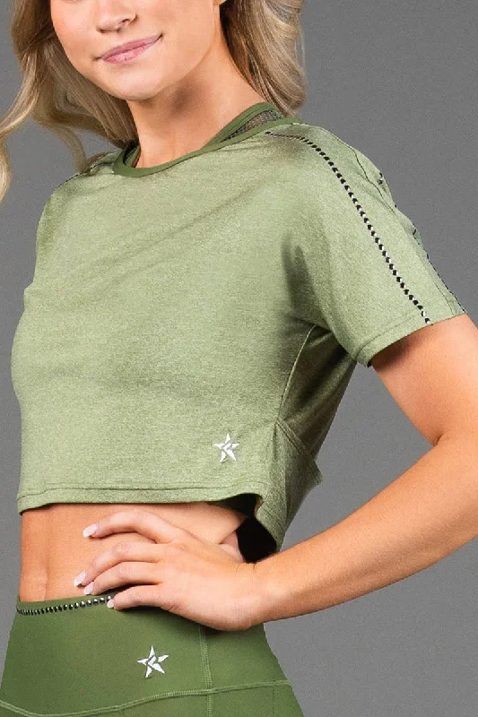 Special Buy Simone Cropped Tee in Army Green HeatherFlex