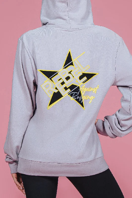 Daily Deals Unisex Rebel Against Bullying Hoodie in Gray Star