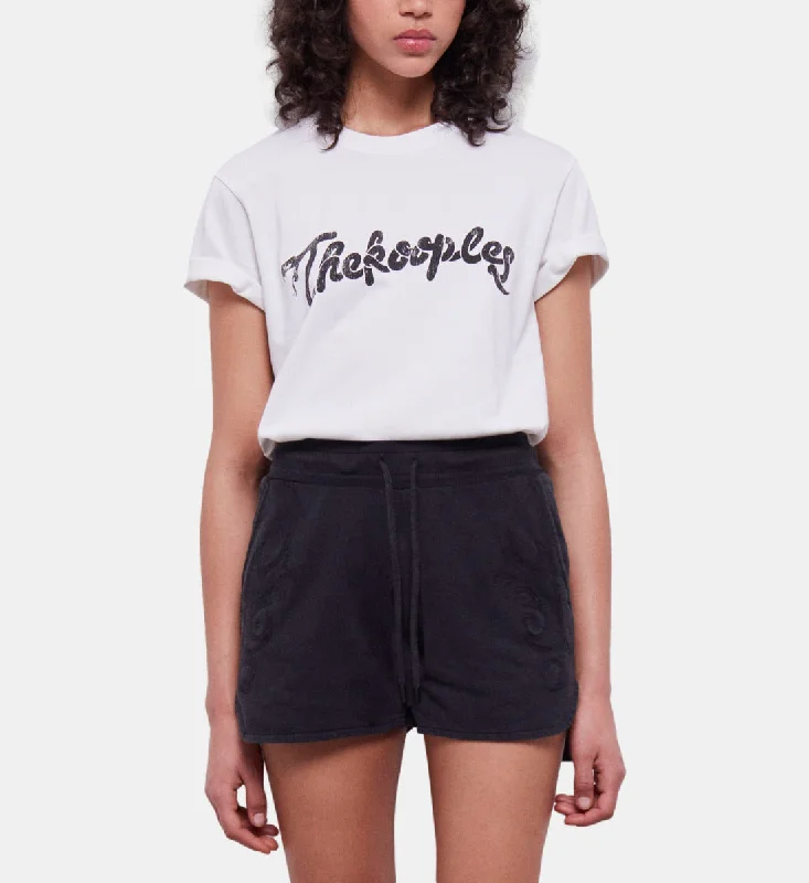 Weekend Deal Black Fleece Shorts With Western-style Embroidery