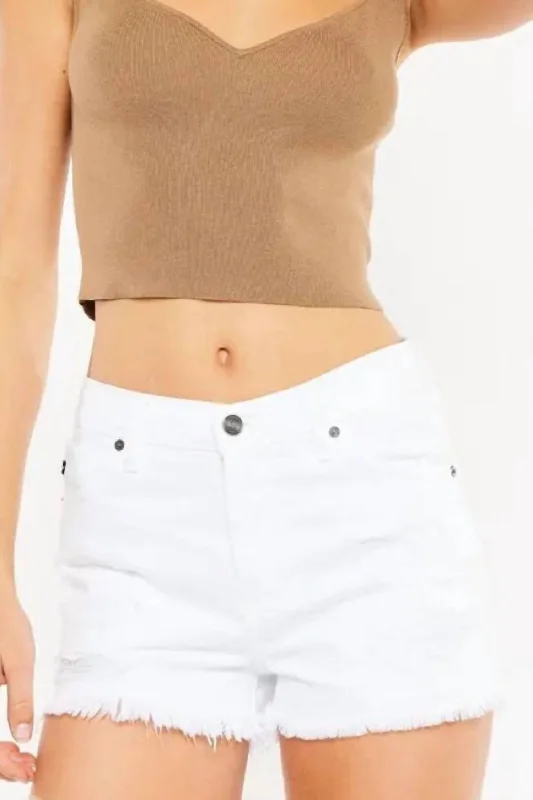 Limited Availability High Rise Denim Shorts In White