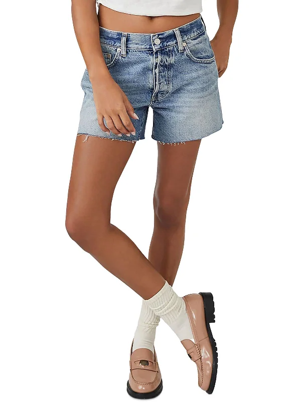 Ivy Womens Raw Hem Denim Cutoff Shorts