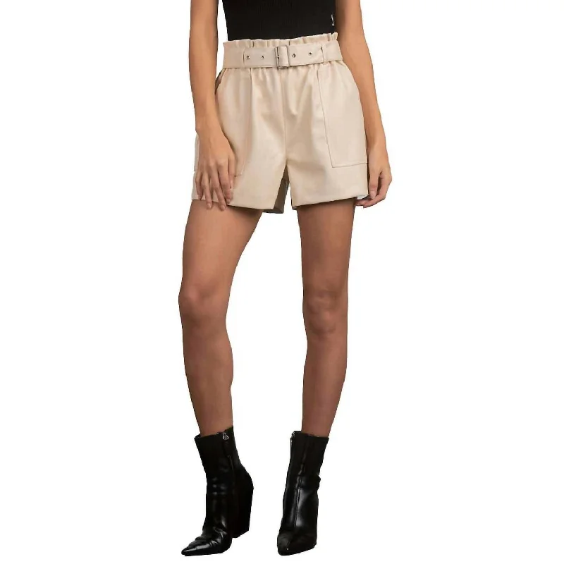 Exclusive Savings Leather Shorts In Beige