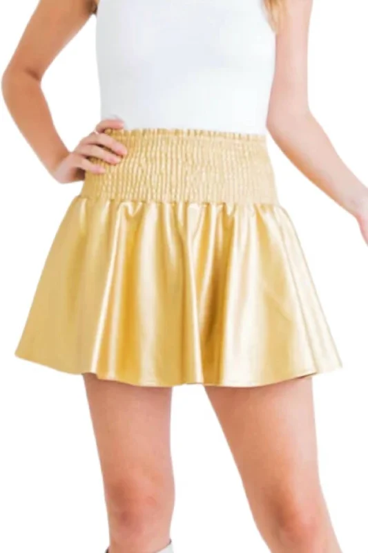Super Sale Metallic Sporty Skort In Gold