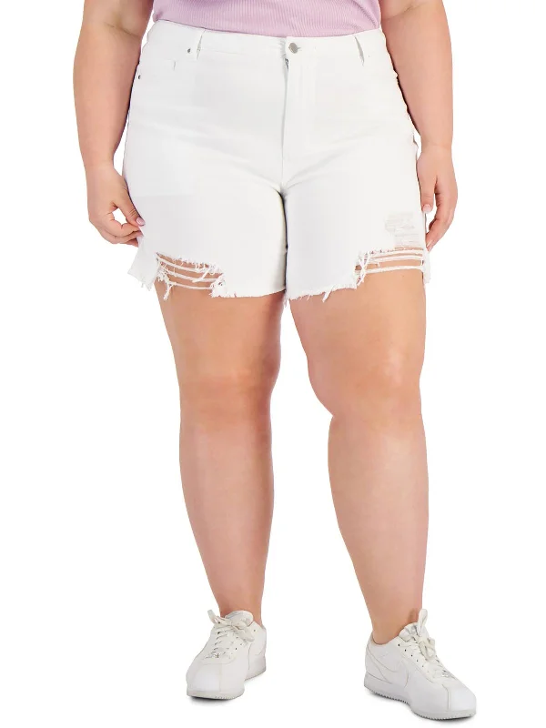 Referral Discount Plus Womens High Rise Denim Denim Shorts