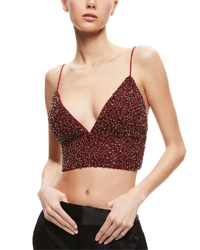 alice + olivia Carli Crystal Embellished Bra Top