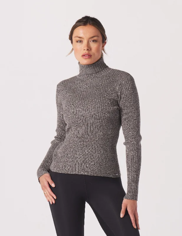 Couture Rib Turtle Neck: Charcoal Heather