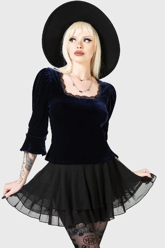 Bargain Prices Dottie Dottie Velvet Top [BLUE]