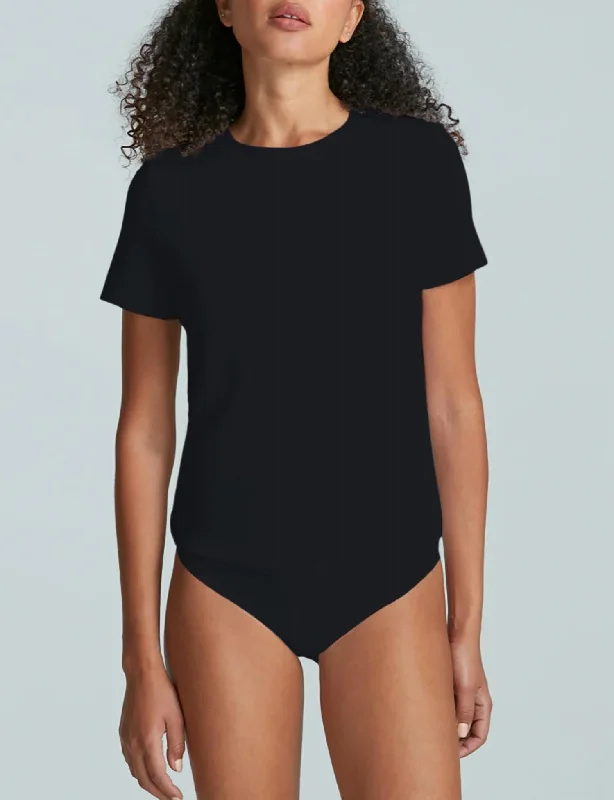 Weekend Flash Sale Essential Cotton Crew Bodysuit In Black