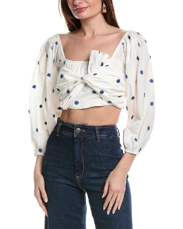 FARM Rio Blue Flowers Crop Top