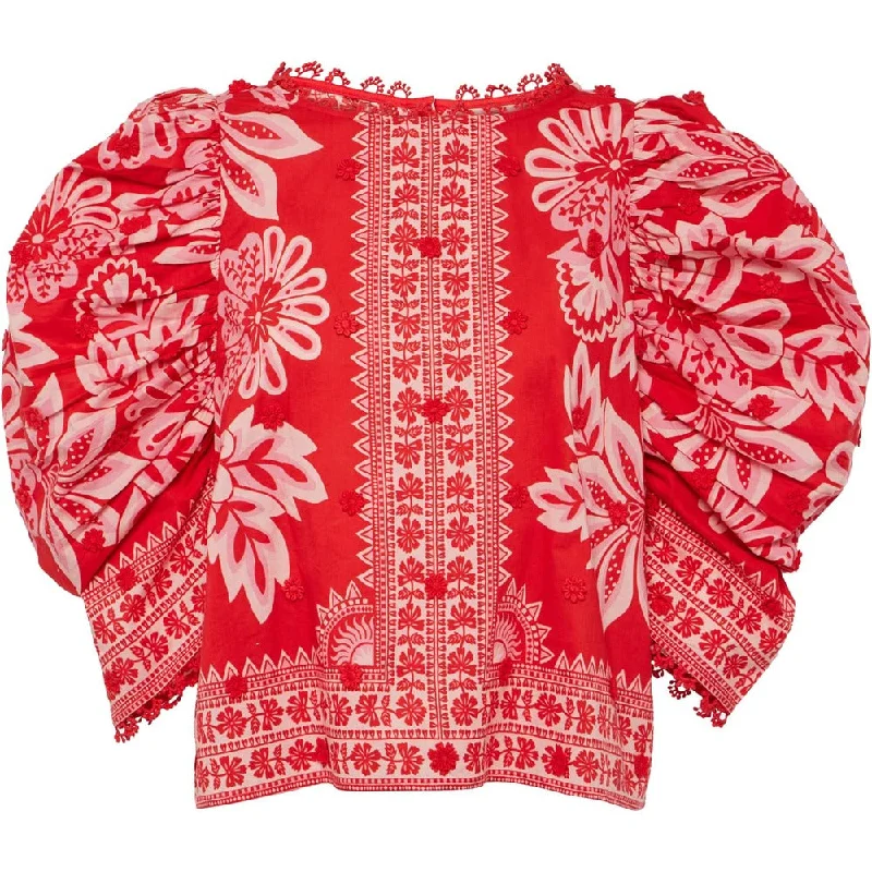 Warehouse Sale FARM Rio Women's Flora Tapestry Red Blouse, Flora Tapestry Red