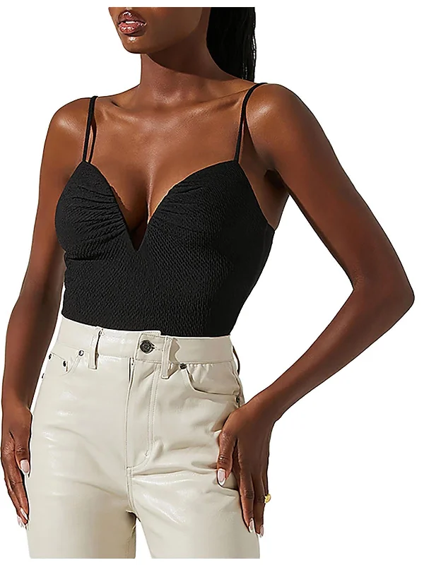 Fia Womens Textured Crinkled Bodysuit