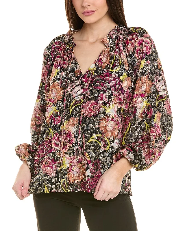 Final Clearance Kobi Halperin August Metallic Clip Dot Blouse