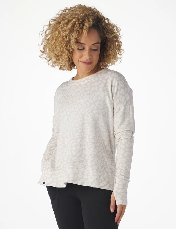 Lounge Long Sleeve: Oatmilk White Leopard