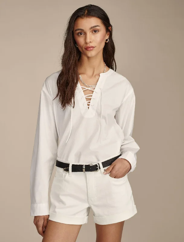 Lucky Brand Women's Lace Up Poplin Shirt