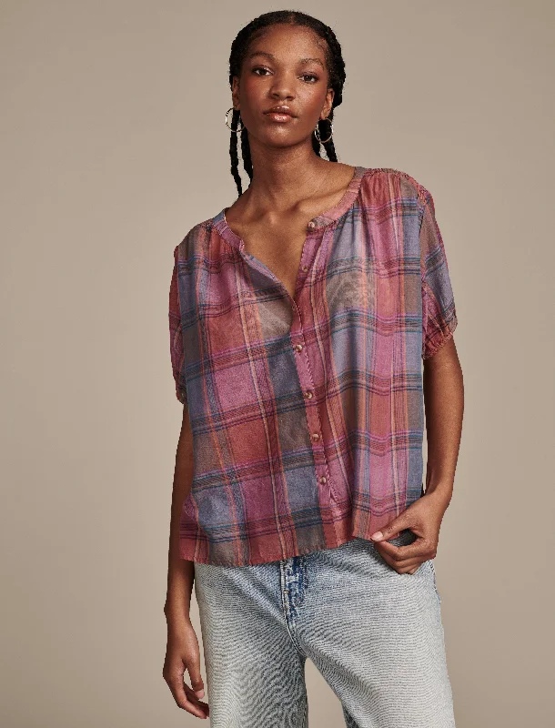 Closeout Lucky Brand Women's Smocked Shoulder Blouse