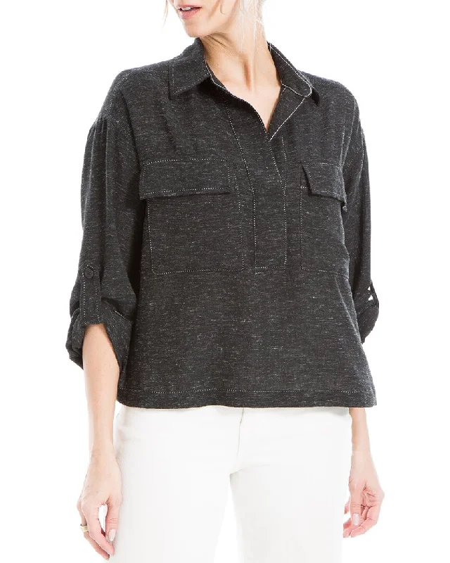 Max Studio 3/4-Sleeve Linen-Blend Top