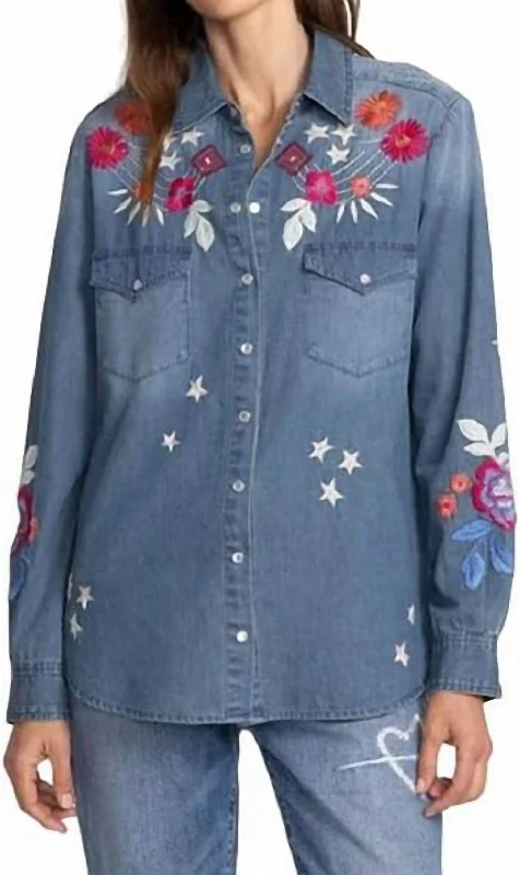 Big Discounts Mika Denim Pocket Shirt In Denim Blue