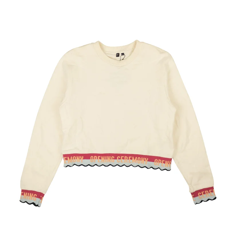 Clearance Sale Opening Ceremony Scallop Oc Elastic Logo Crop Sweatshirt - Cloud