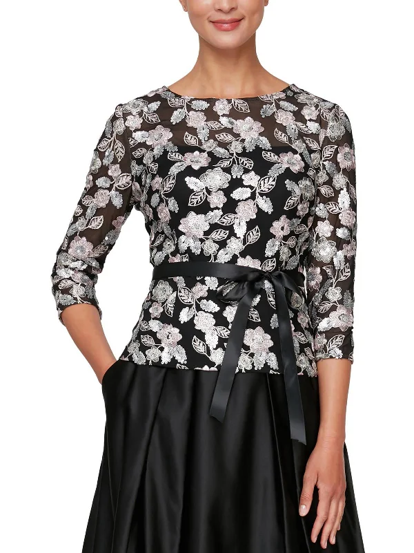 Exclusive Online Offer Petites Womens Sequined Sheer Blouse
