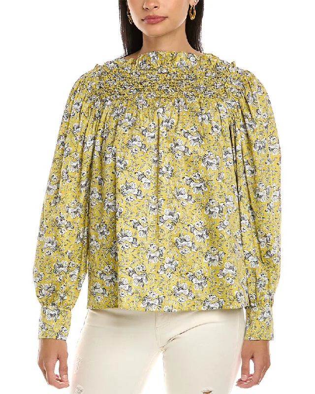 Daily Deals Rebecca Taylor Intaglio Rose Smocked Blouse