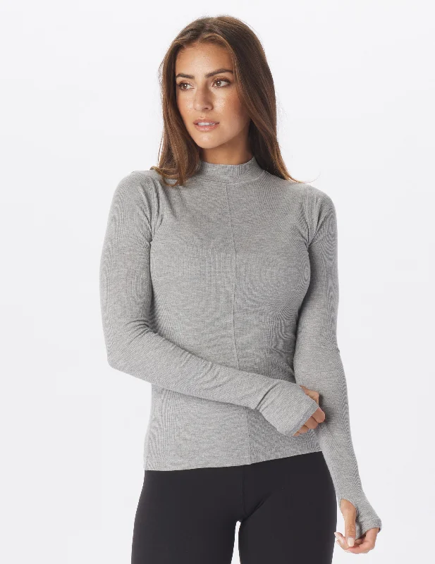 Ruby Mock Neck Long Sleeve: Silver Fog