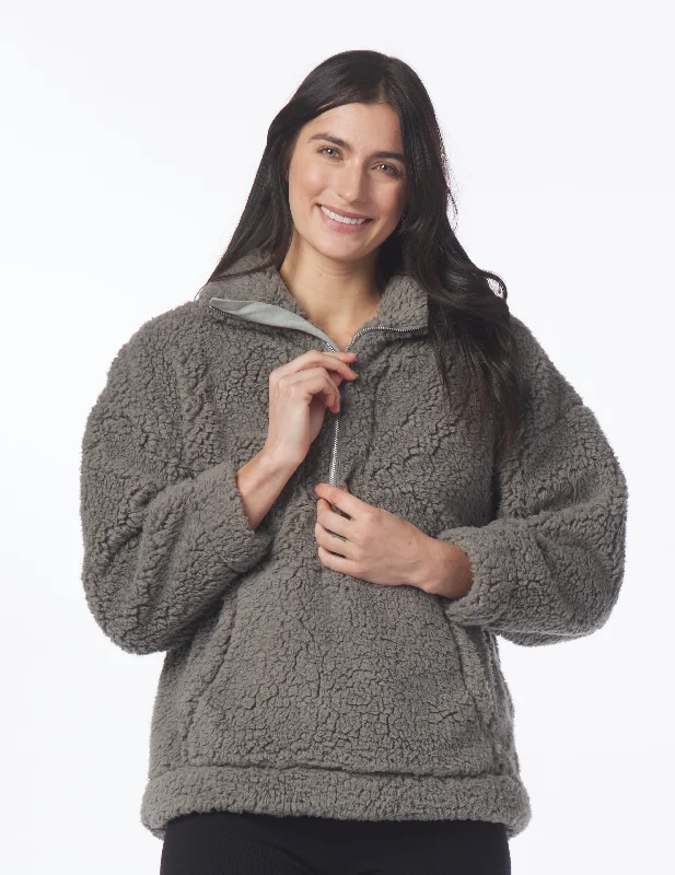 Sherpa Quarter Zip: Silver Fog