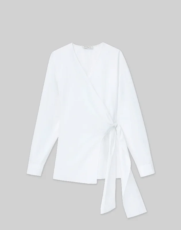 Deal Zone Stretch Cotton Wrap Blouse