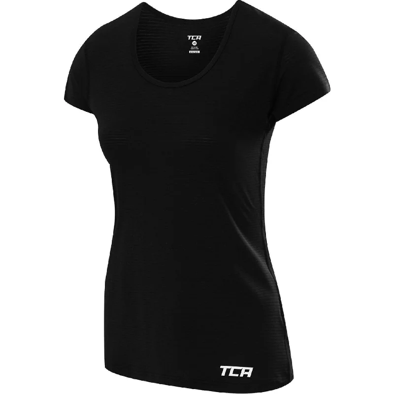 TCA Air Scoop Neck Short Sleeve Womens Training Top - Black