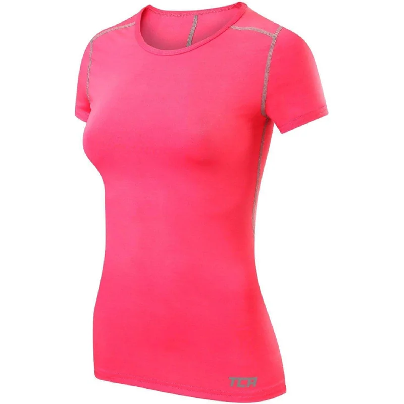 Final Markdown TCA Pro Performance Womens Short Sleeve Baselayer Running Top - Pink