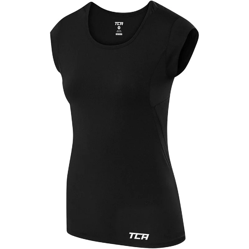 TCA Tech Lightweight Cap Short Sleeve Womens Running Top - Black