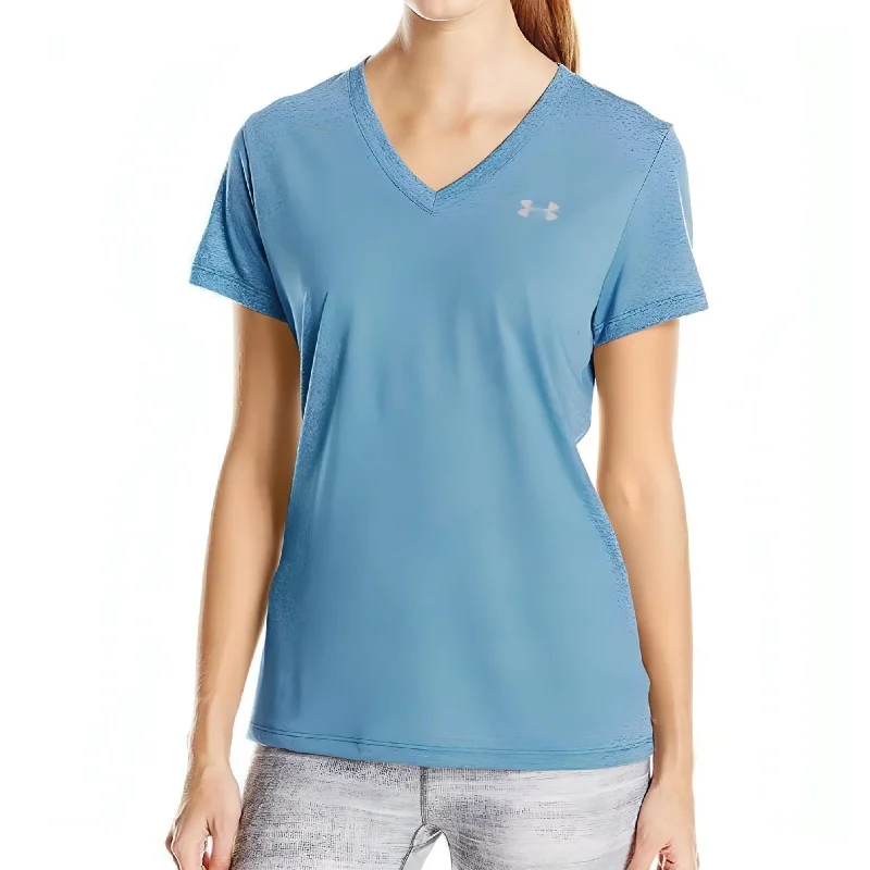 Year-End Clearance Under Armour Threadborne Twist Short Sleeve Womens Running Top - Blue