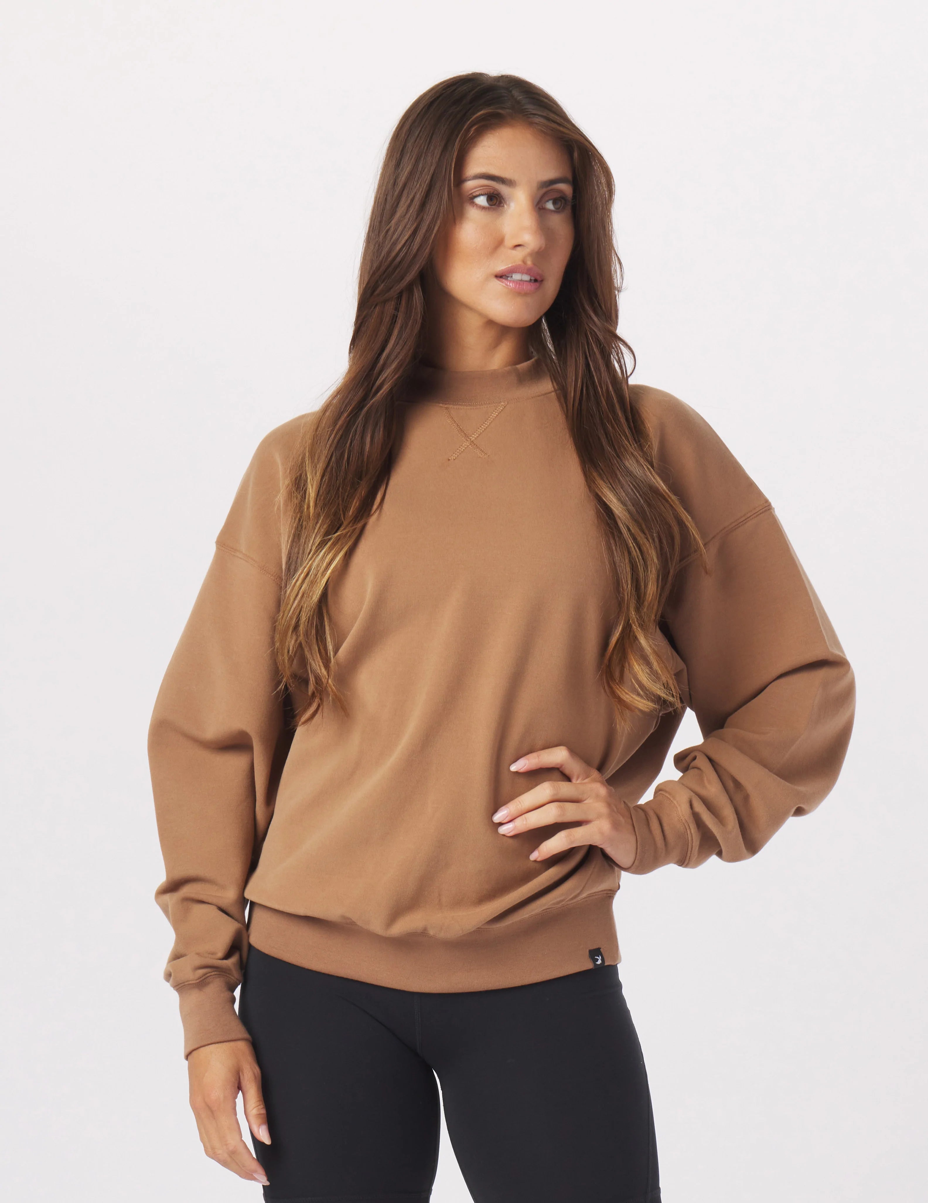 Vintage Oversized Crew: Almond