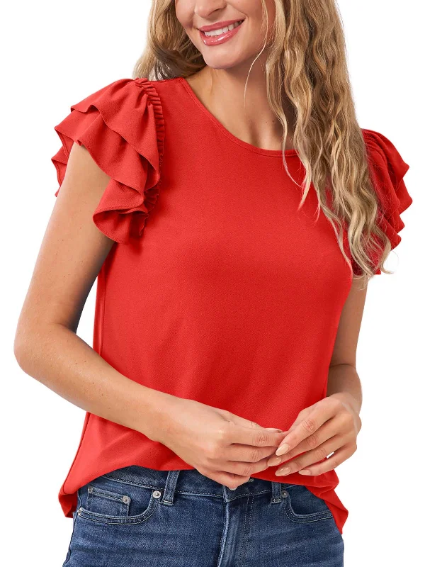 Price Meltdown Womens Ruffled Crewneck Blouse