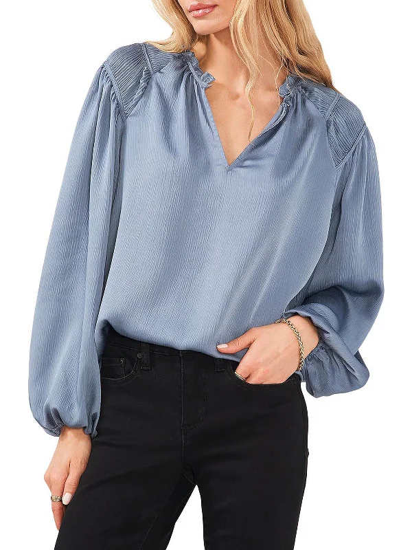 Womens Satin Ruched Blouse