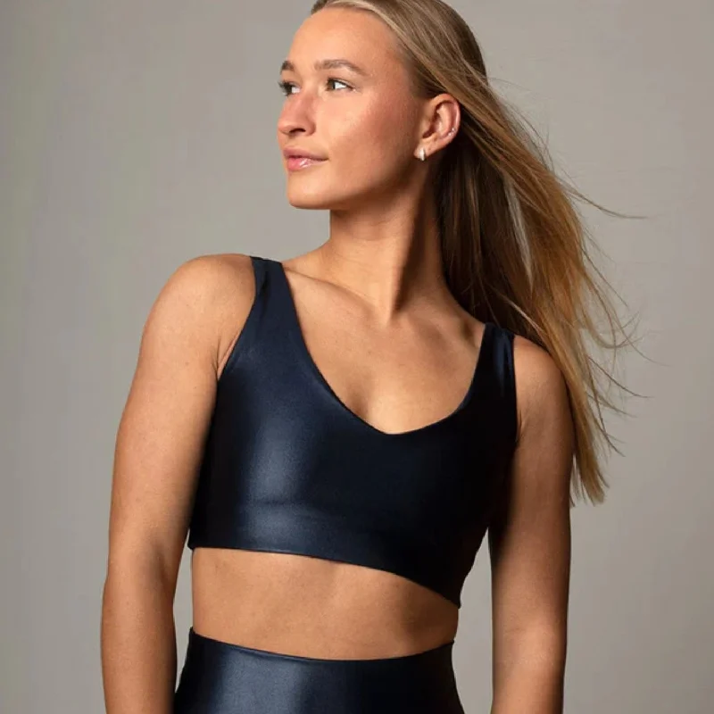 Grand Opening Sale Lacquer V Crop Navy