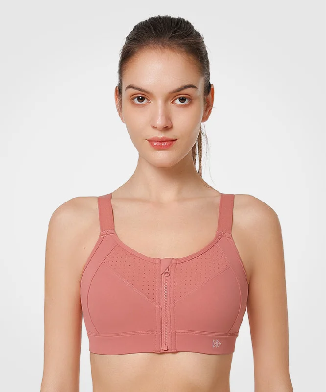 Savings Spectacular Power Zip Adjustable Straps Padded Running Bra | Women's High Support Sports Bra